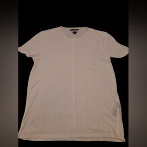 John Varvatos Luxe Pima Cotton White Short Sleeve Top in M